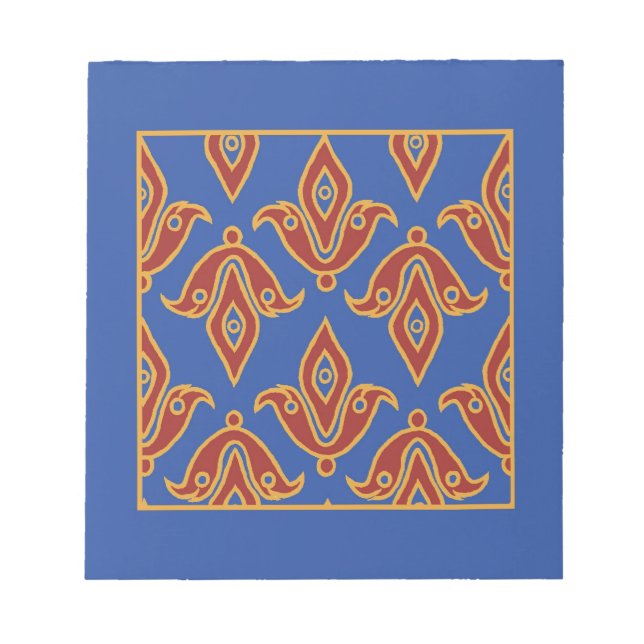 Notepad, Red, Blue, Gold Fleur de Lys Pattern Notepad (Front)