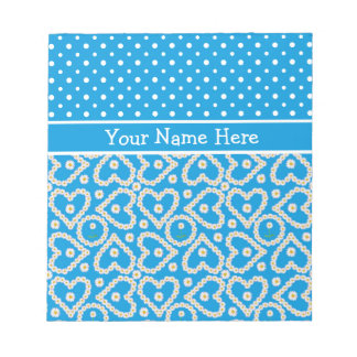 Notepad to Personalize: Polkas, Daisies, Blue