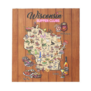Notepad -Wisconsin Supper Club Map