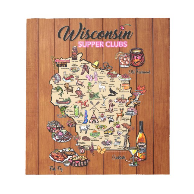 Notepad -Wisconsin Supper Club Map (Front)