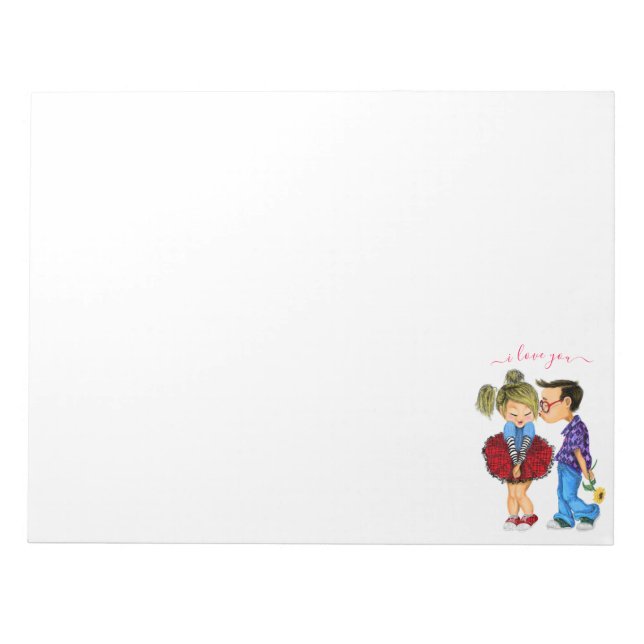 Notepad with Couple Love - Kiss - I love You (Front)