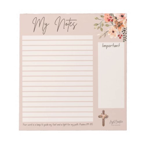 Notepad with Floral Design and Scripture
