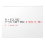 Jan Boland Stockport MDU  Notepads