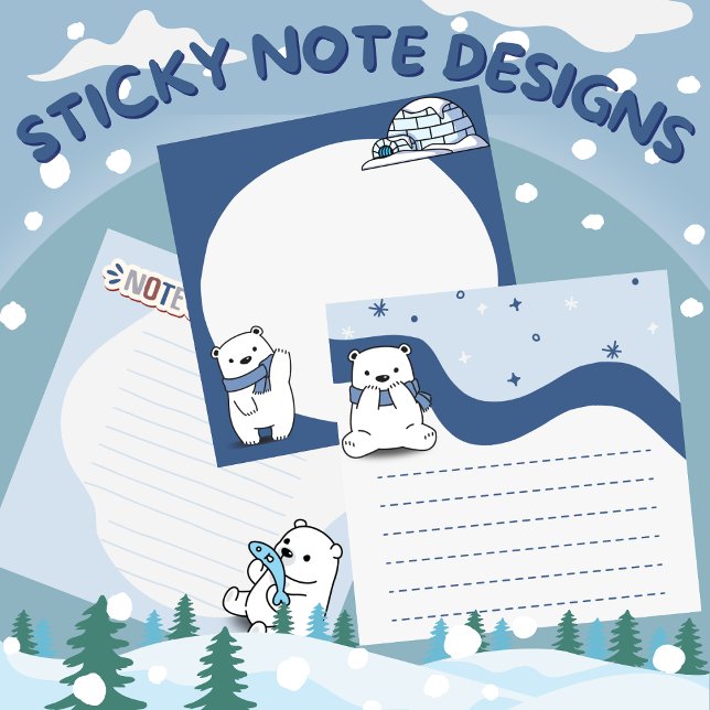 Notes (Sticky Notes/Post-it Notes/Memopad Design Polar Bear Theme)