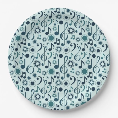 Notes and Clefs _ Blue Paper Plates