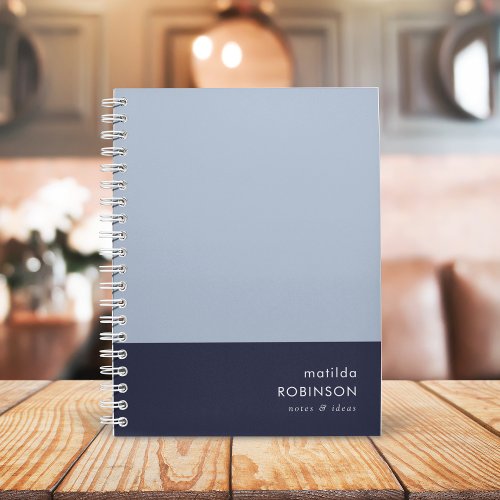 Notes and Ideas Minimal Colorblock Blue Dual Tone Notebook