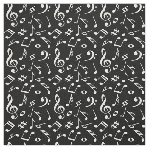 Notes black and whiteMusical Modern Lettering Fabric