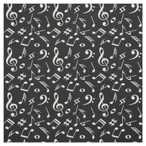 Notes black and white.Musical Modern. Lettering Fabric