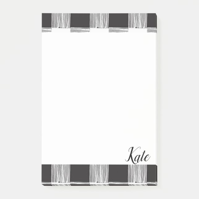 Notes Black and White Plaid (Front)