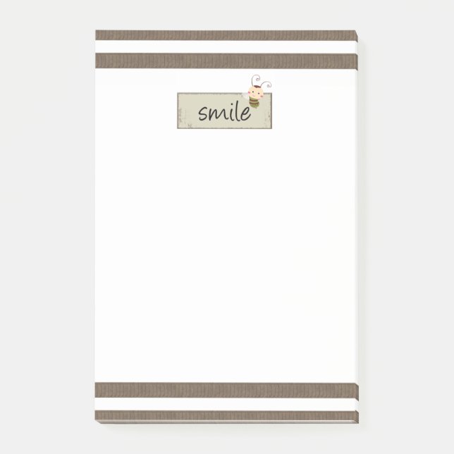 Notes Brown & White Stripe Bumblebee Floral  (Front)