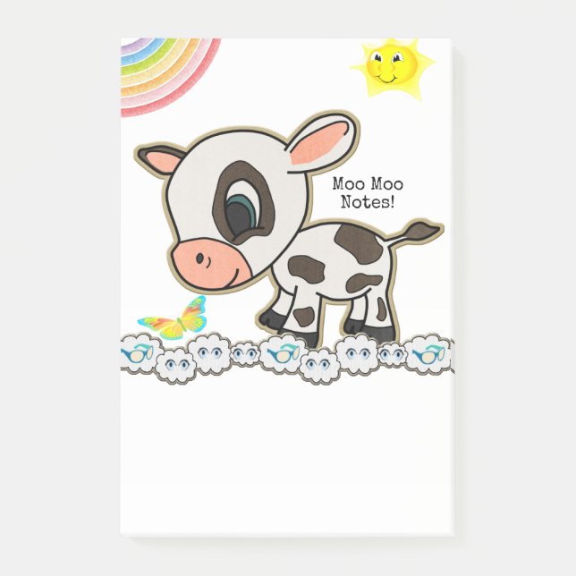 Notes Cow Sun Rainbow Butterfly  (Front)