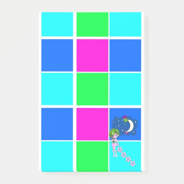 Notes Fairy Pink Blue Squares (Front)