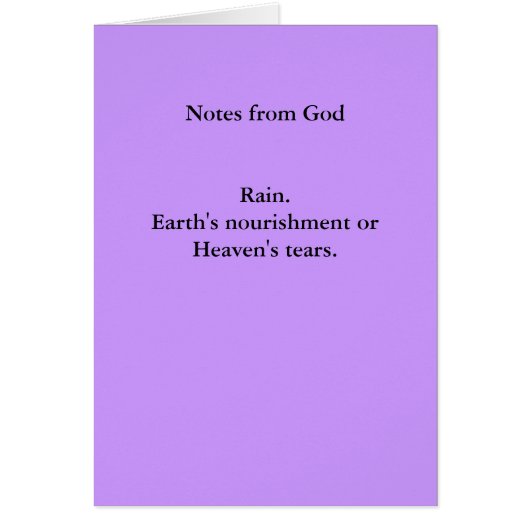 Notes from GodRain.Earth's nourishment orHeaven... (Front)
