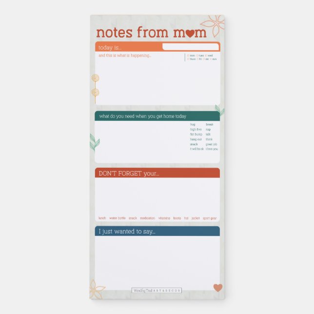 Notes From Mom Magnetic Notepad (Front)