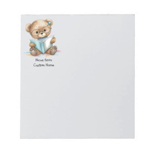Notes From Watercolor Teddy Bear Reading Book 