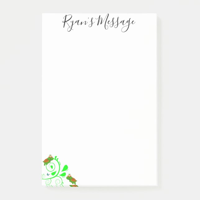 Notes Green Turtles Floral (Front)