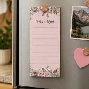Notes & Ideas Pink Floral Gift for Moms Birthday Magnetic Notepad