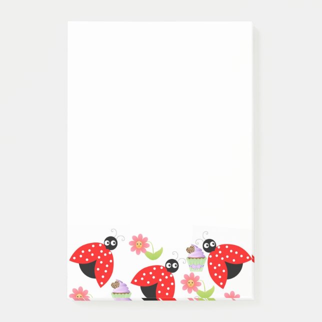 Notes Ladybug Floral Cupcake (Front)