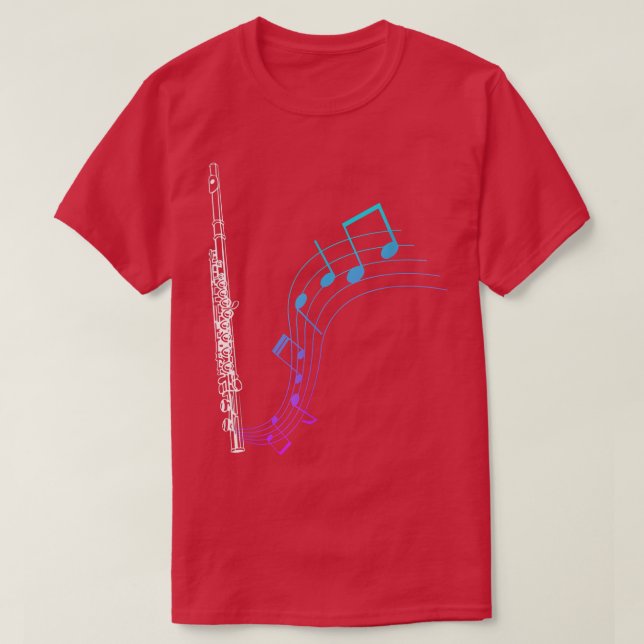 Notes Music Sheet Transverse Flute 2118 T-Shirt (Design Front)