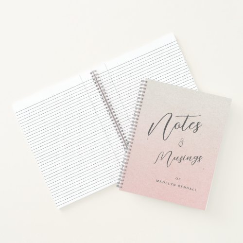 Notes  Musings Chic Script Monogram Gradient Pink Notebook
