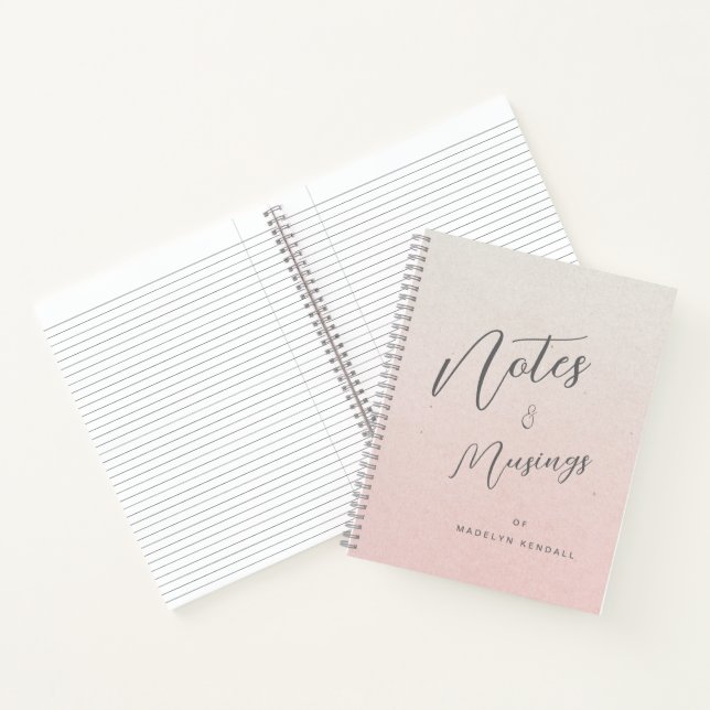 Notes & Musings Chic Script Monogram Gradient Pink Notebook (Inside)