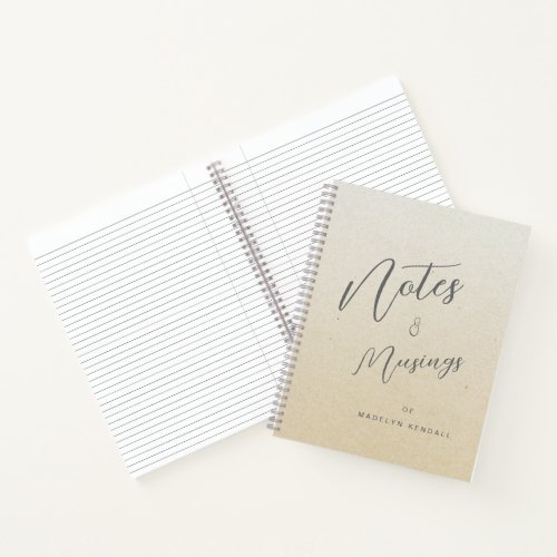 Notes  Musings Modern Script Monogram Golden Tan Notebook