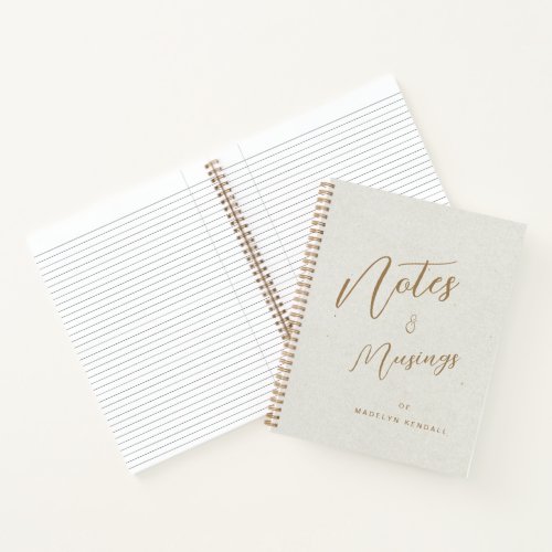 Notes  Musings Modern Script Monogram Ivory Notebook