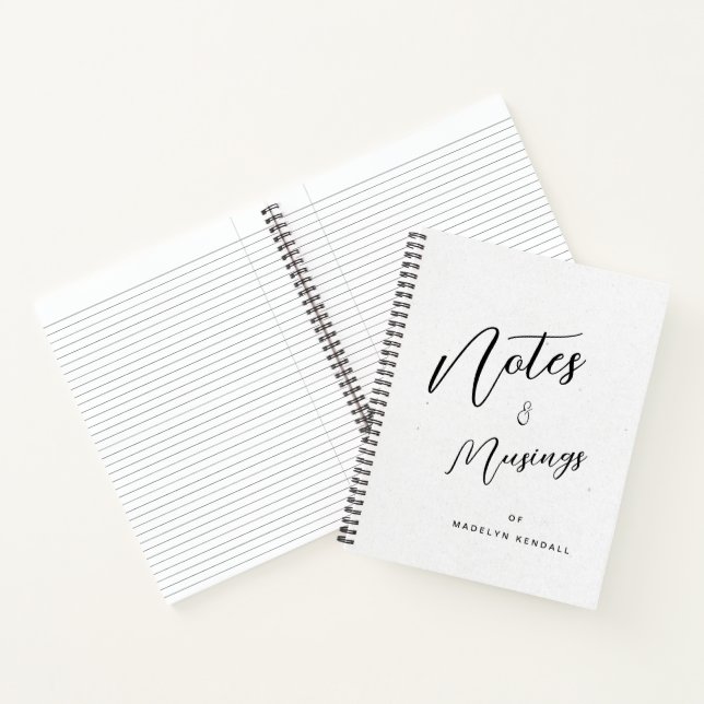 Notes & Musings Modern Script Monogram White Notebook (Inside)