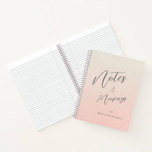 Notes  Musings Script Monogram Gradient Peach Notebook
