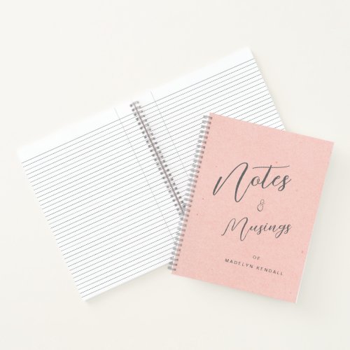 Notes  Musings Script Monogram Peach Pink Notebook