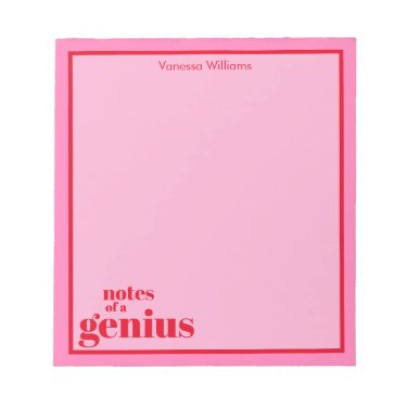 Notes of a Genius Funny Modern Bold Red - Hot Pink