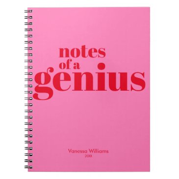 Notes of a Genius Funny Modern Bold Red - Hot Pink