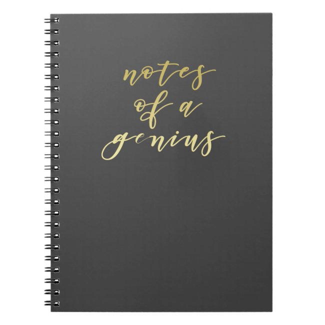 Notes of a genius Gold Script Typography Notebook