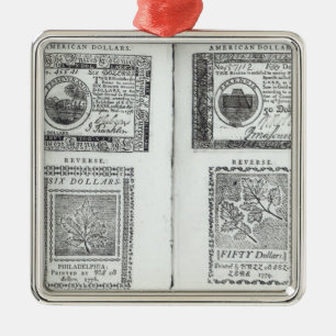 Notes of the Continental Currency Metal Ornament
