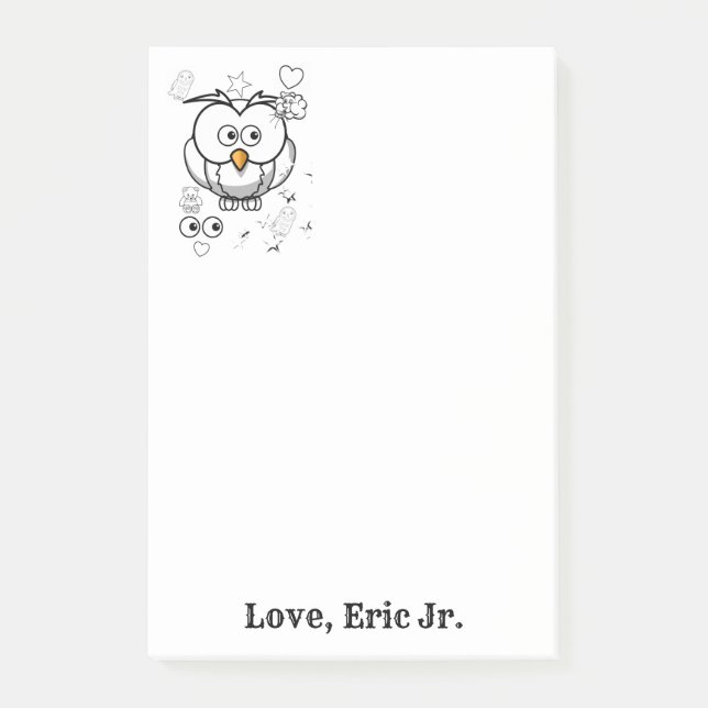 Notes Owl Coloring Post it Note (Front)