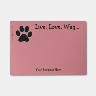 Notes - Paw Print - "Live, Love, Wag..."