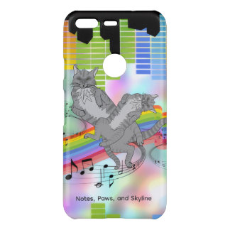 Notes, Paws, and Skyline Cat iPhone Case – Pastel