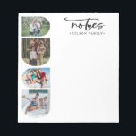 Notes Photo Collage Family Arch Frame<br><div class="desc">Modern family notepad featuring 4 family photos inside arch frame,  typography script ''notes'' and a family name. Perfect as a gift.</div>