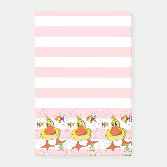 Notes Pink & White Stripe Duck Fish (Front)