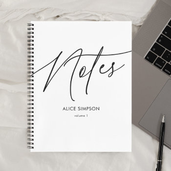 Notes Script Calligraphy Minimalist Notebook by CrispinStore at Zazzle