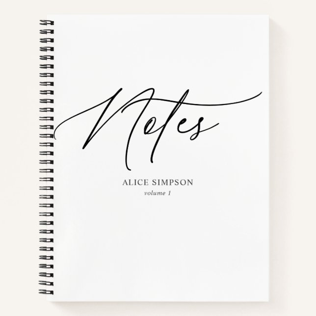 Notes Script Calligraphy Minimalist Notebook (Front)