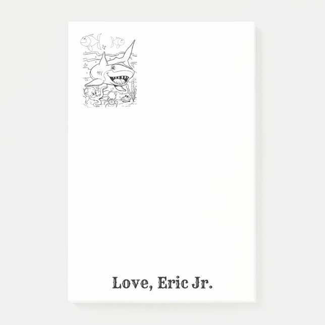 Notes Shark Fish Coloring Post it Note (Front)