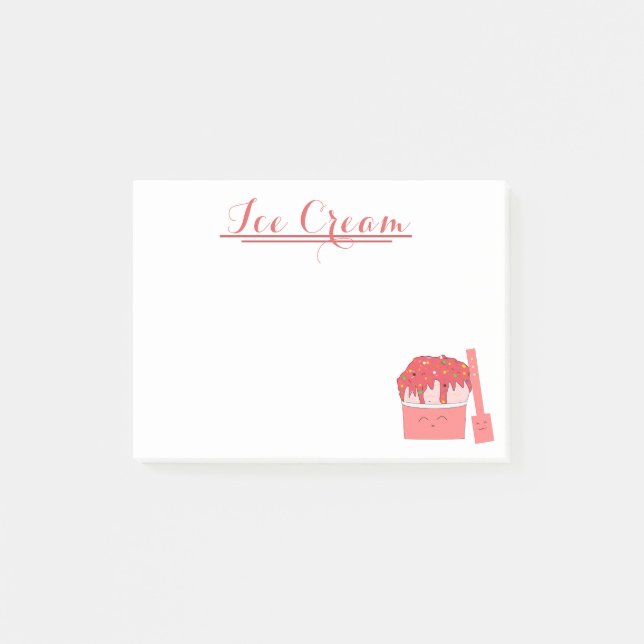 Notes | Strawberry Ice Cream And Spoon (Front)