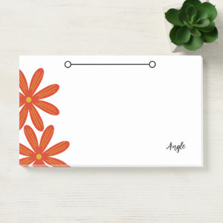 Notes with flower and name tag