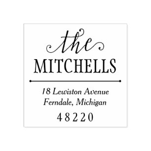 Noteworthy Name Elegant Return Address Rubber Stamp
