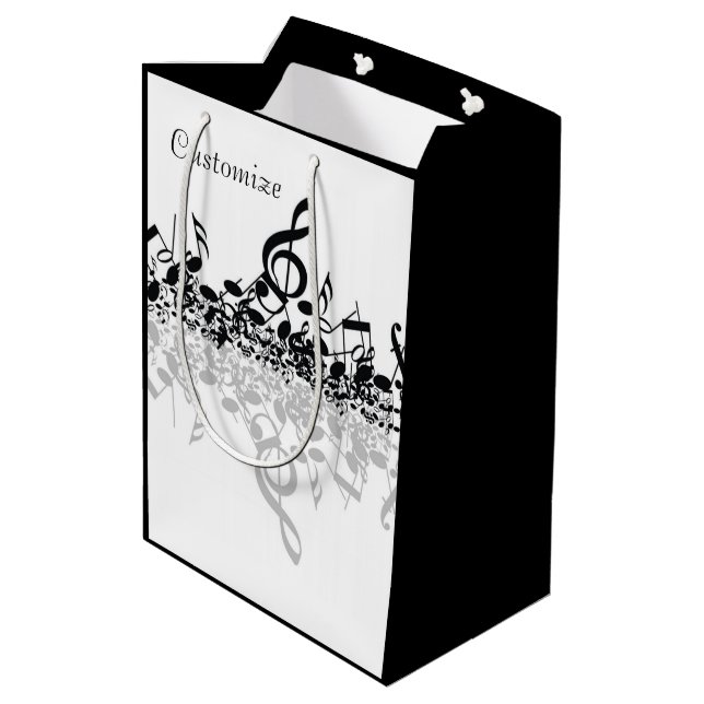 Nothin' But Treble Black Music Notes Medium Gift Bag (Back Angled)