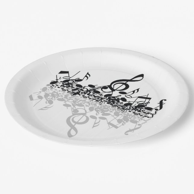 Nothin' But Treble Black Music Notes Paper Plates (Angled)