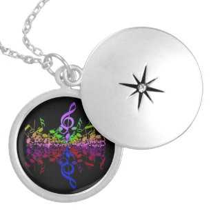 Nothin' But Treble Rainbow Music Notes Locket Necklace