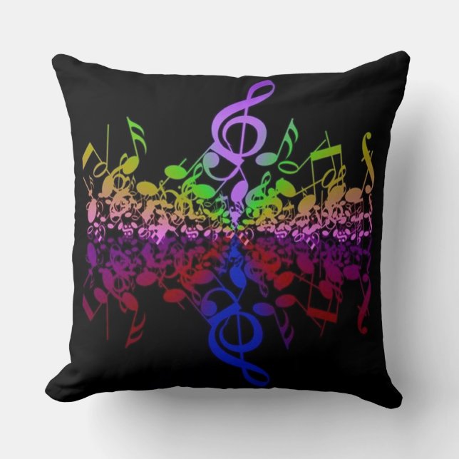 Nothin' But Treble Rainbow Music Notes Pillow (Front)