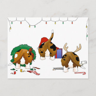Nothin' Butt A Basset Christmas Holiday Postcard